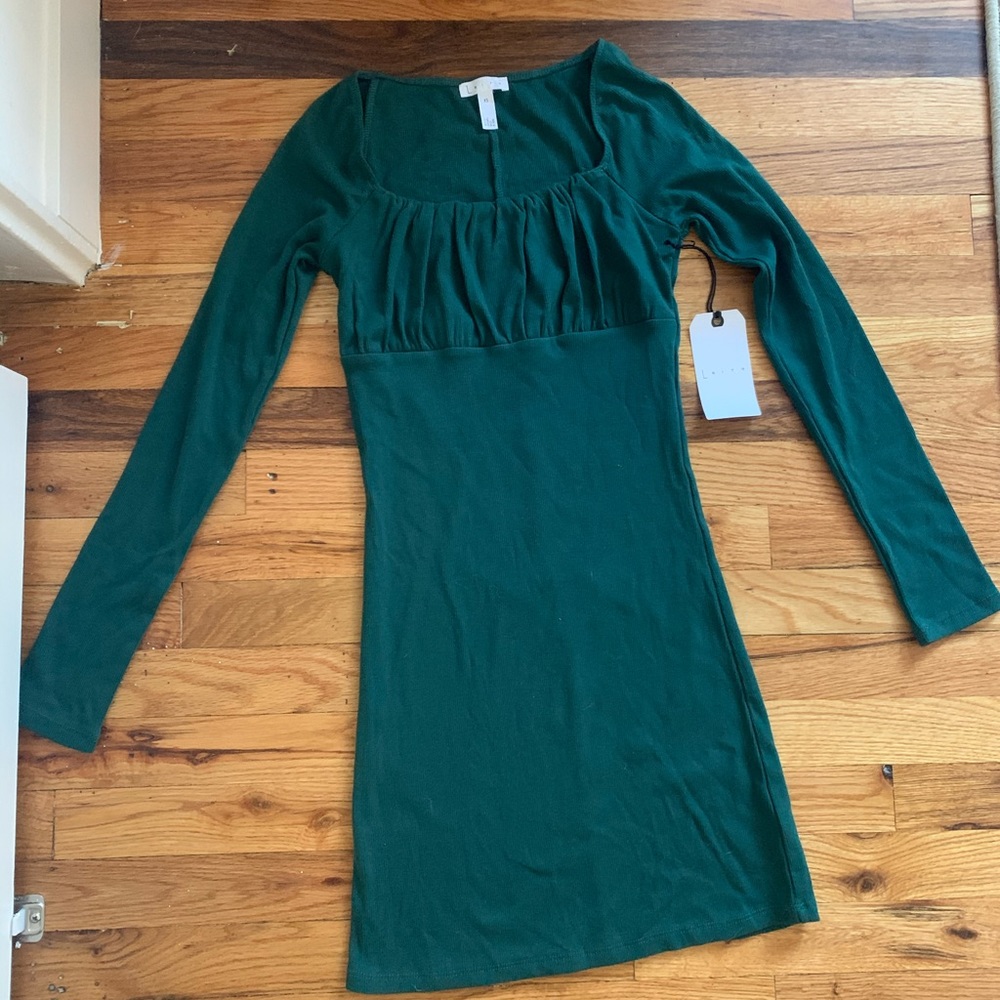 Leith Nordstrom evergreen long sleeve dress